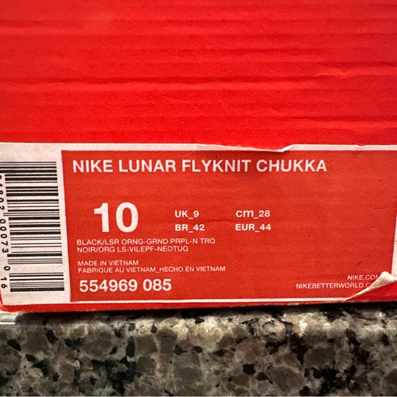 Size 10 - Nike Lunar Flyknit Chukka Grand Purple Laser Orange - Picture 8 of 9